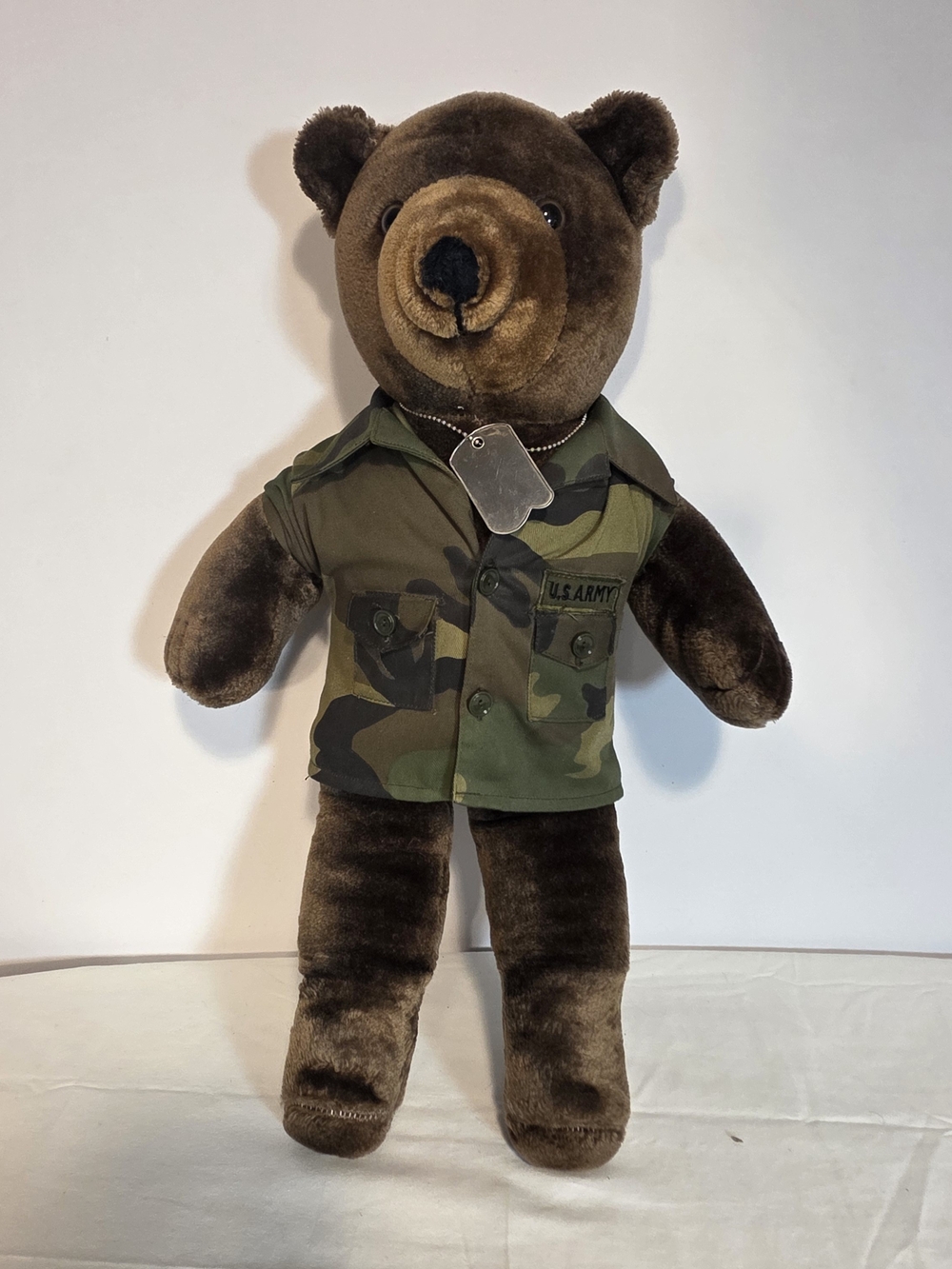 Vintage 1987 Bear Forces of America US Army Teddy Bear Woodland Camo BDU 21"